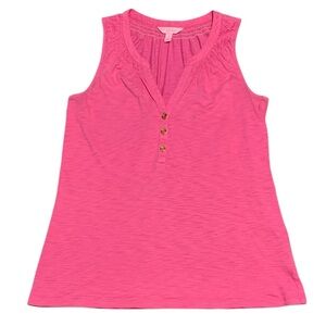 Lilly Pulitzer Pink Tank Top with Button Detail